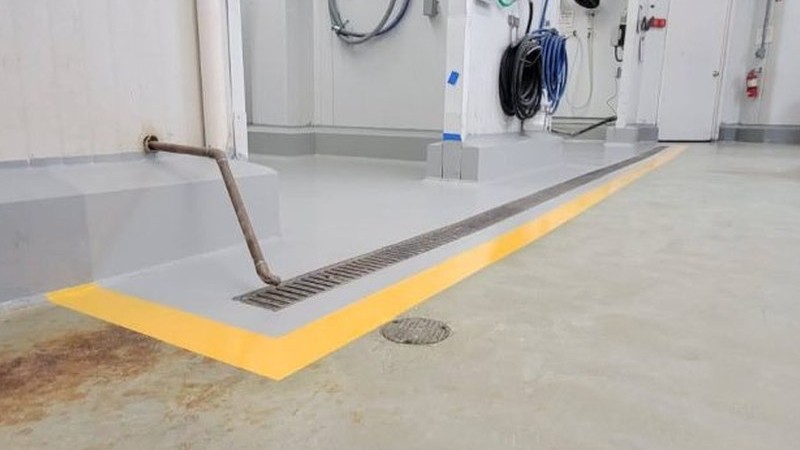 ProKrete SL self-leveling urethane cement floor being installed in a brewery